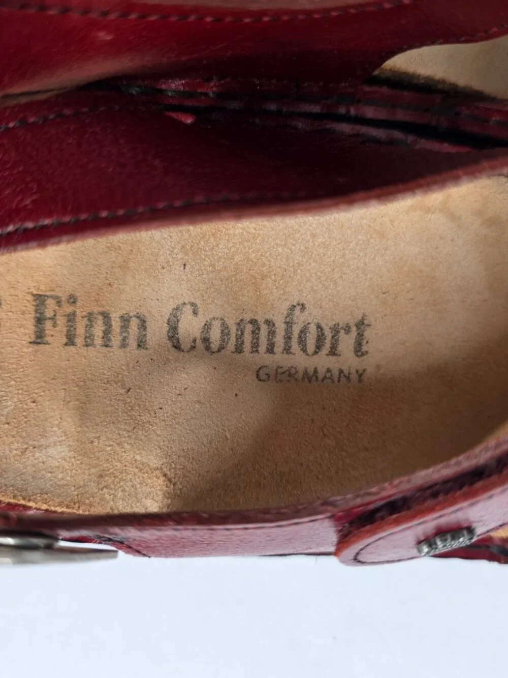 Finn Comfort Gomera-S Red Leather Sandals, Size 38 (US 7.5 - 8)
